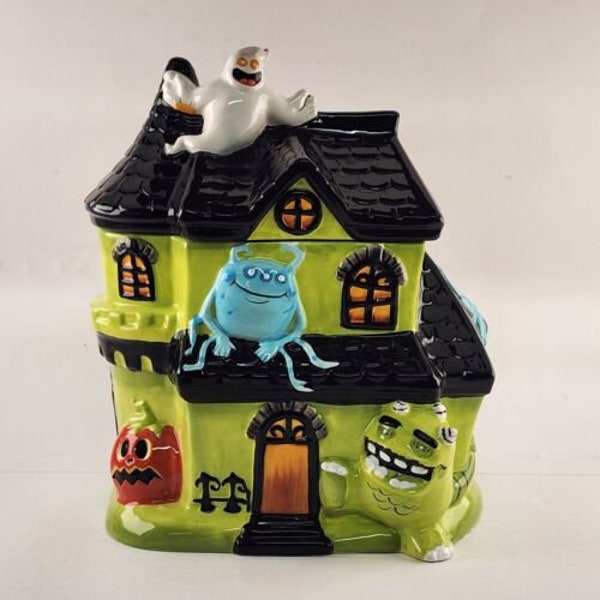 Haunted House Large Ceramic Cookie Jar Target Halloween 2009 Spooky Monsters 11"
