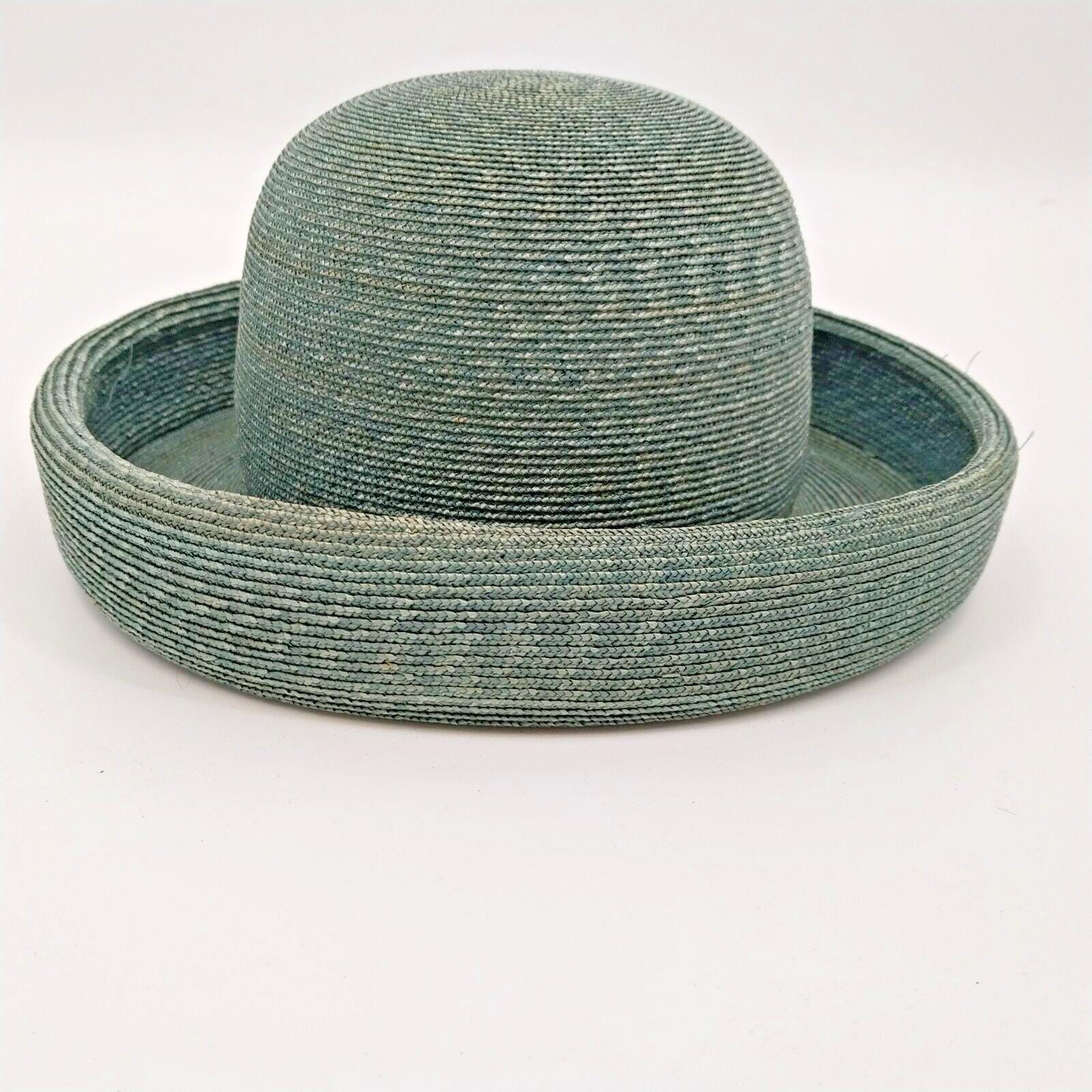 Teal Blue Straw Hat Queen Church Vintage Henri Bendel NY  display picture 1