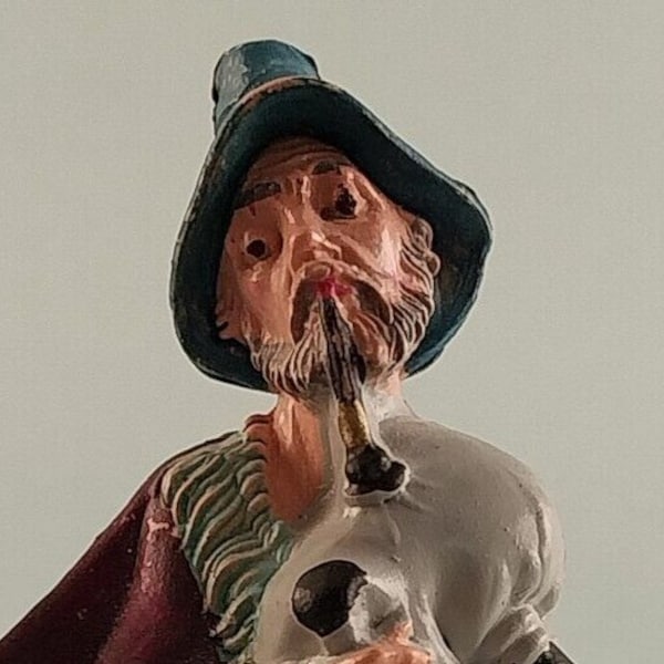 Chalkware Fontanini Bagpipe Playing Shepard Figurine Depose Italy Hollow Vintage