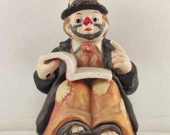 Sun Saint Porzellan Hobo Clown mit Buch Spieluhr 6,5 "spielt King of the Road