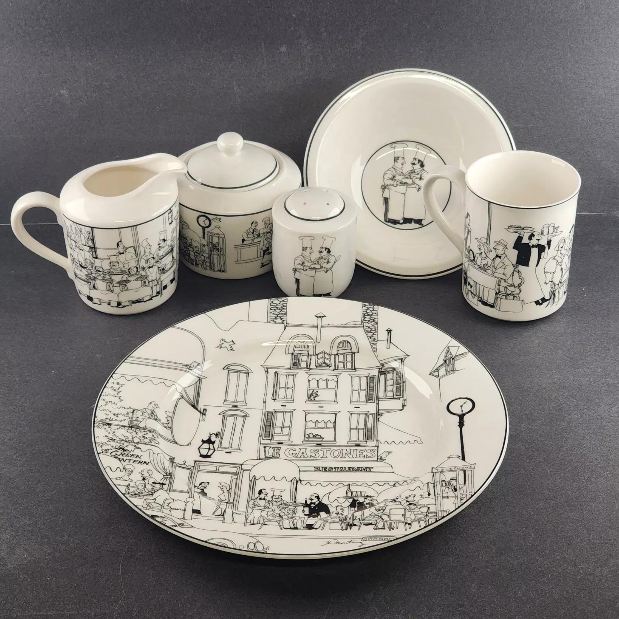 Le Restaurant by Epoch China Dining Components Black White Restaurant Drawings Etsy
