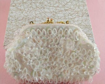 Handmade Hong Kong Beaded Vintage Evening Purse Mini Beads Prisms