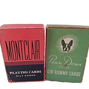 Set vintage speelkaarten met vergulde randen: 2 decks voor gin-rummy, bridge - compact: 3 x 2 inch