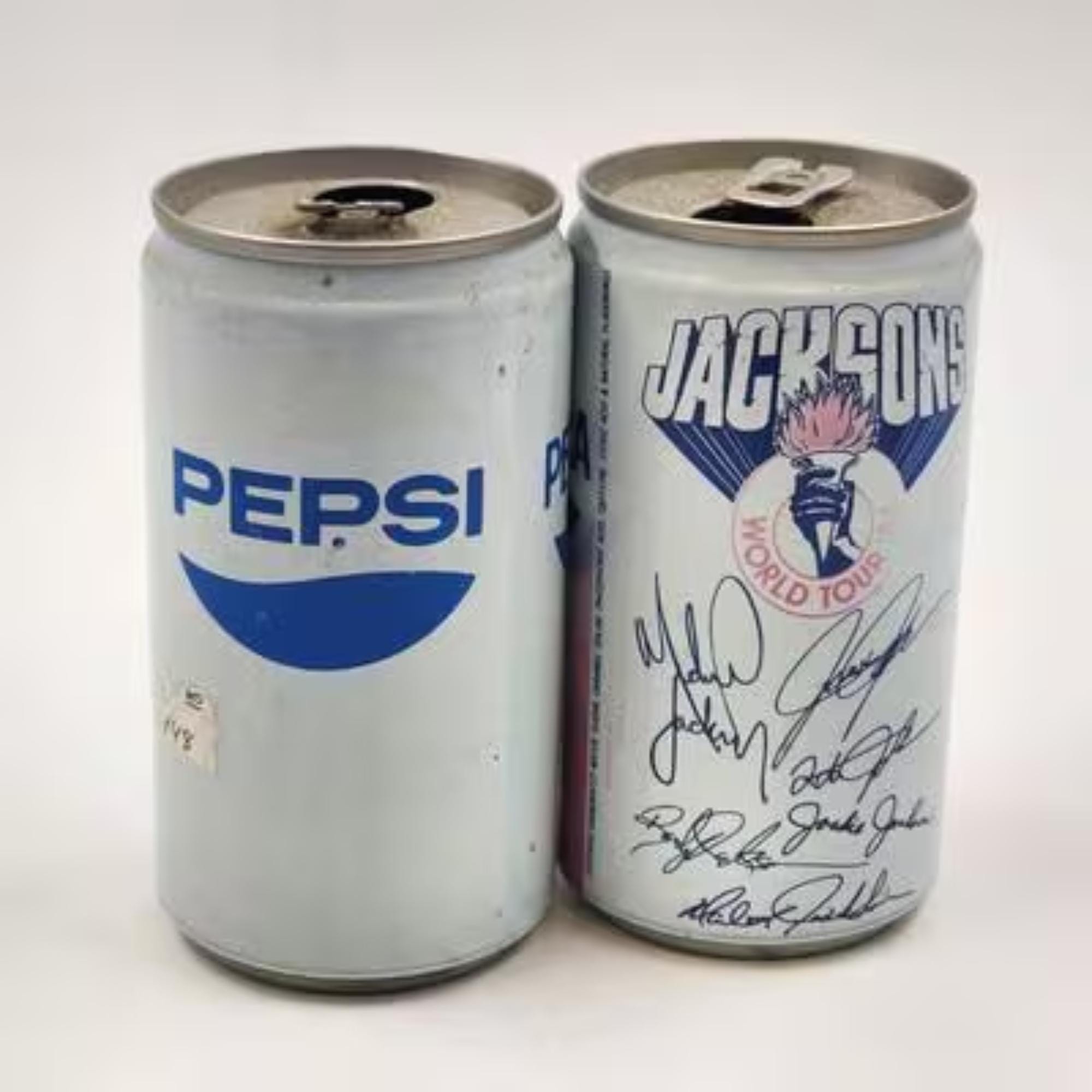 Set 2 Michael Jacksons World Tour '84 Pepsi Cola Pop Soda Empty