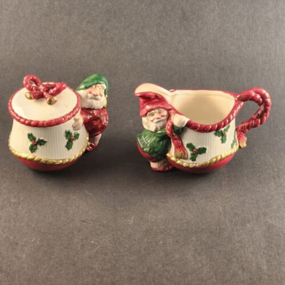 Fitz & Floyd Old World Christmas Elves Creamer Sugar Bowl Set Etsy