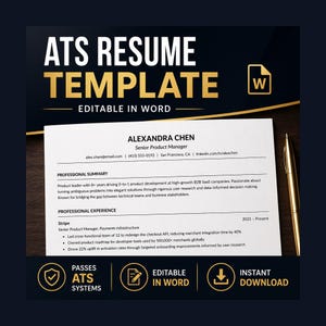 ATS Resume Template for Job Seekers | Modern Professional Resume + Cover Letter | Editable Word Resume | Corporate, Sales, Entry Level
