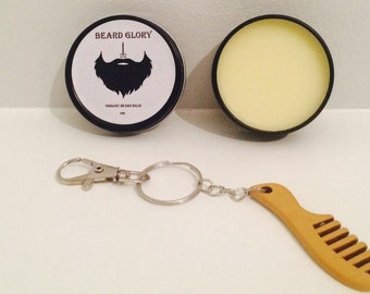 Organic Beard Balm with a wooden keyring