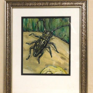 Rene Farkass acrylic &quot;Stumpy with Lemon&quot;--cool insect art