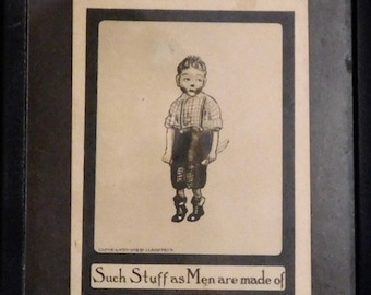 Odd and sardonic 1908 postcard of scary child