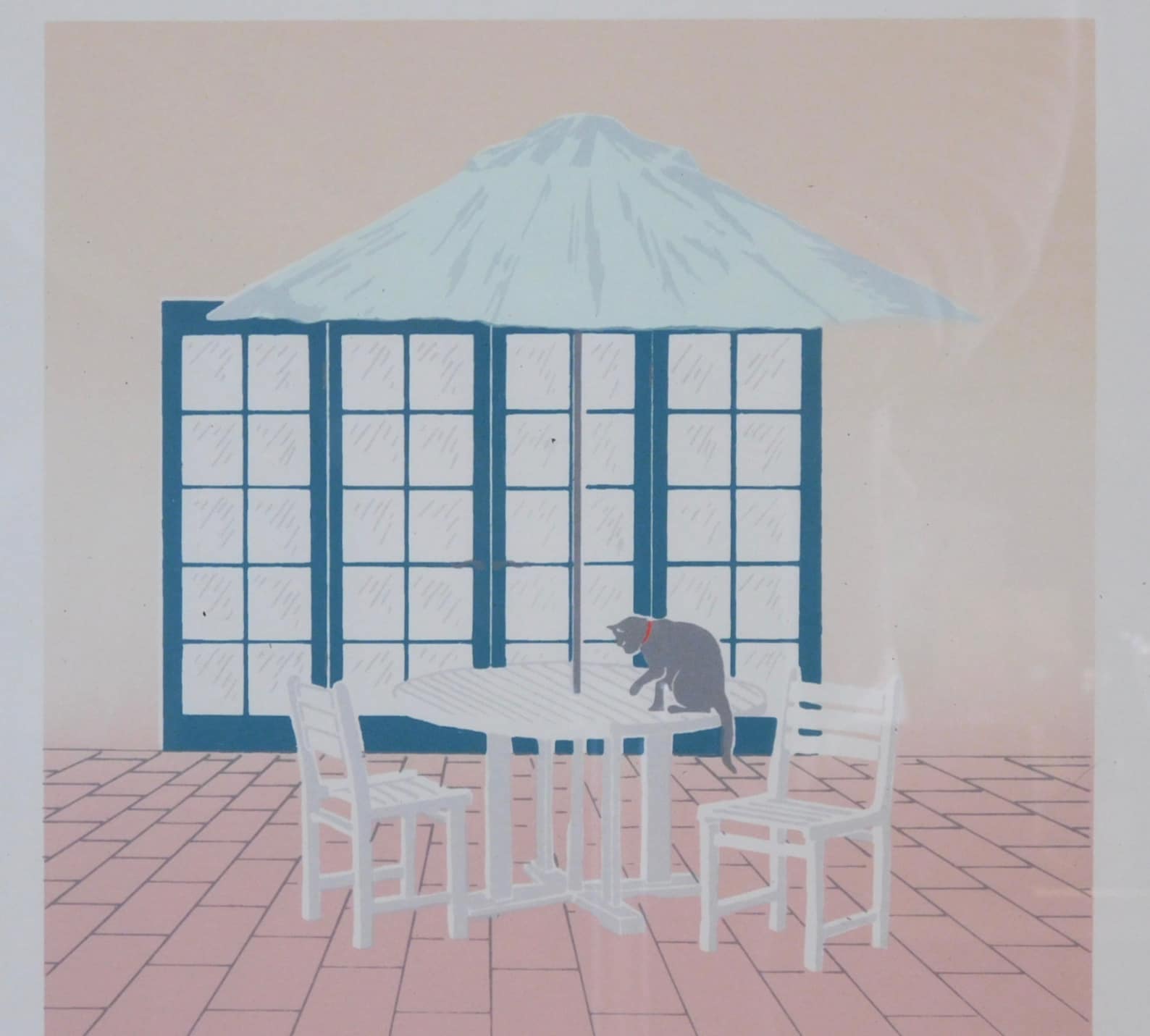 Brett Varney silkscreen--"Waiting for the Check"--numbered print, Northwest artist