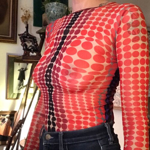 Haut Tunique Jean Paul Gaultier Cyber Dot - Maille Multicolore - Taille L - Occasion Très Bon état - Pièce Rare