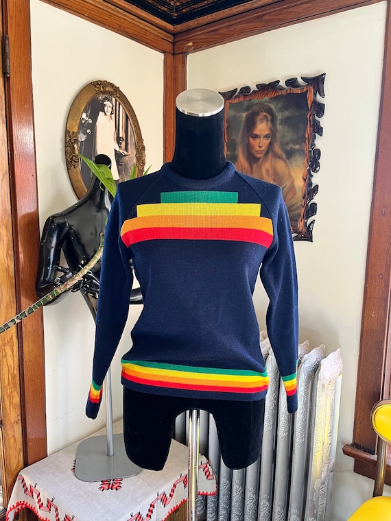 Vintage 1970s Lido crew neck pullover sweater kni… - image 1