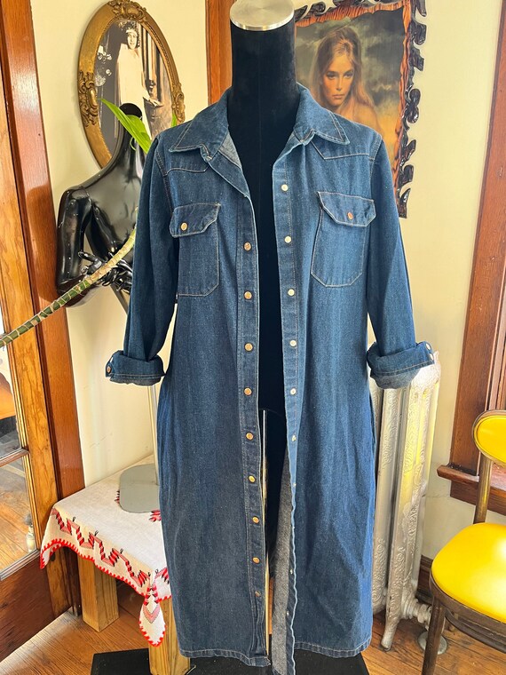 Vintage Sears denim dress jacket duster - image 1