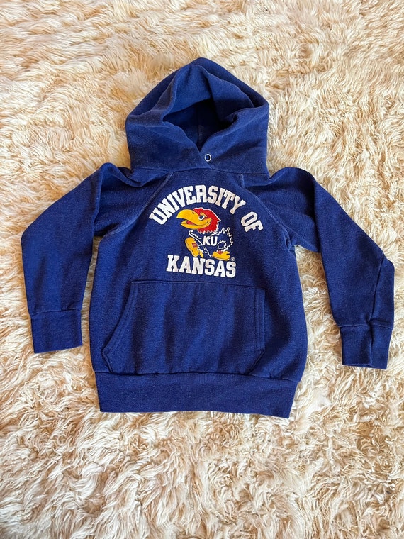 Vintage kids University of Kansas KU hooded logo s