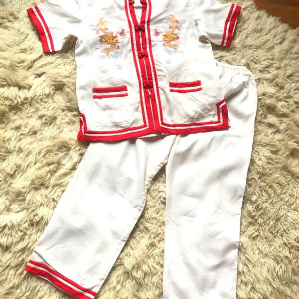 Vintage Chinese Mandarin collar kid’s toddler pj pajama set