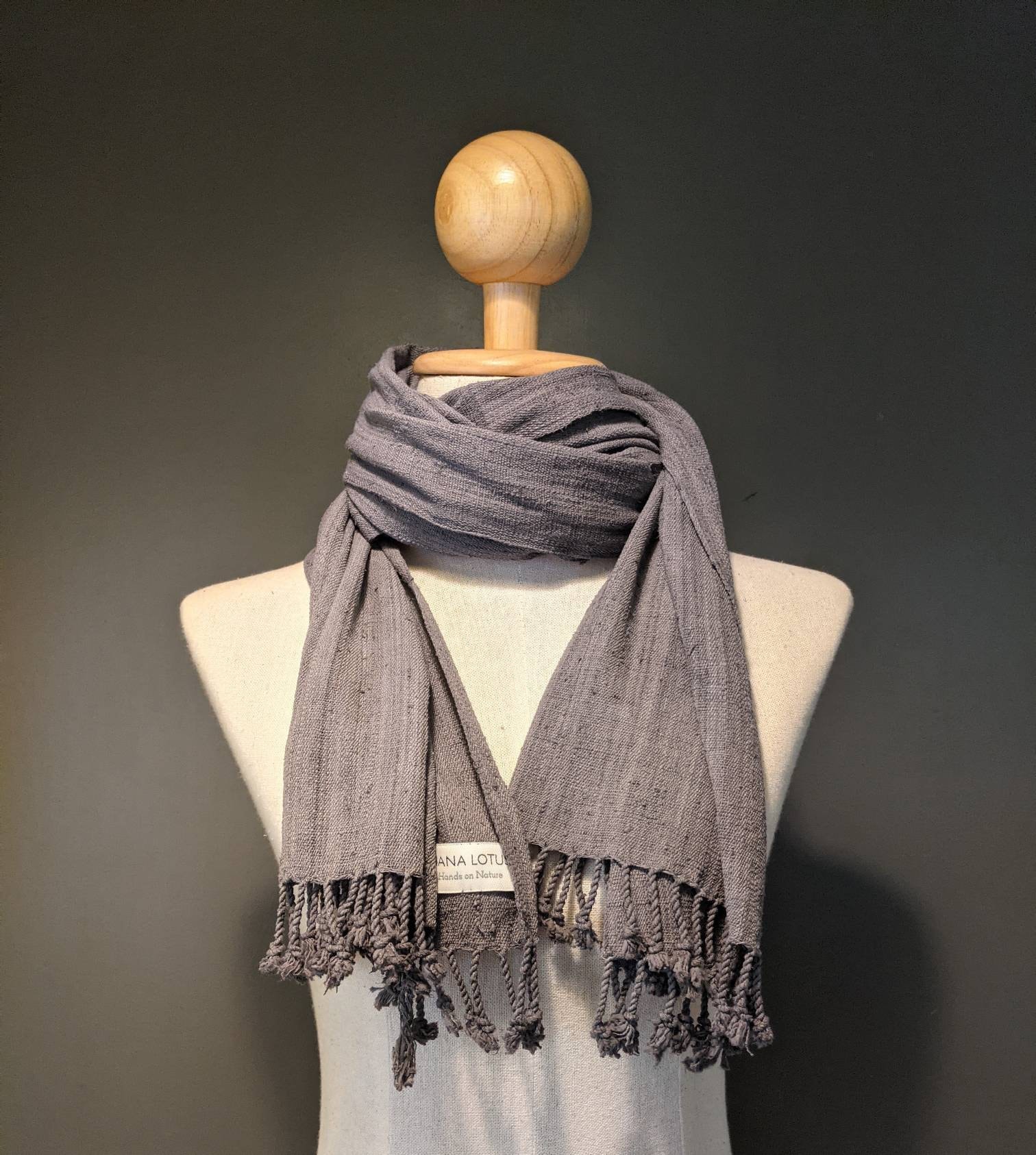 100 Pure Lotus Fiber Shawl 66L X 17W Medium Size Hand spun