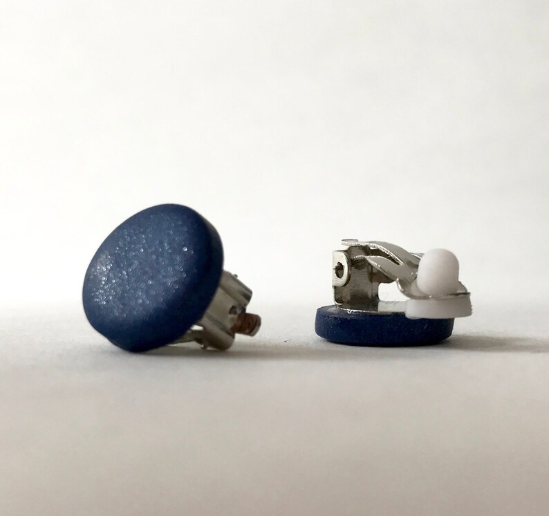 Clip on earrings clay earrings navy mustard terracotta Etsy