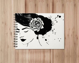 Spanish Flamenco Lady Notebook/Sketchbook Wire Bound - Blank pages