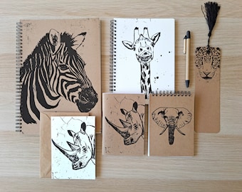 Boxed Stationery Set - Notebook/Sketchbook Gift Pack - Animal Set