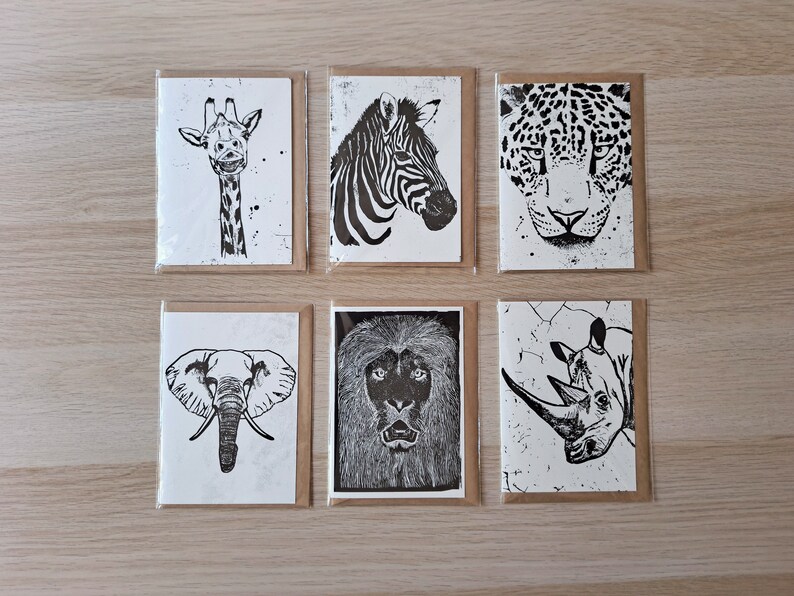 Greeting Cards Set of 6 African Animals image 1