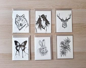 Greeting Cards Set of 6 - Mixed Animals