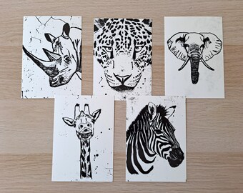 Postcards (Set of 5) - Animals Set