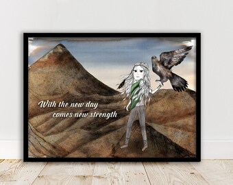 Girl with Eagle - Strength - Art Print