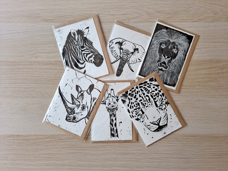 Greeting Cards Set of 6 African Animals image 5