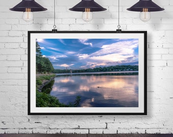 Chestnut Hill Reservoir Sunset, Brookline, Boston College, Brighton, Cleveland Circle, Green Line, Canvas, Prints, FREE SHIPPING!