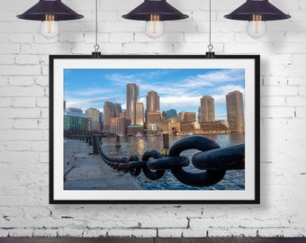 Boston Skyline Print | Boston Canvas | Boston Office Wall Art | Boston Photography | Boston Poster for Dorm | Living Room Wall Art