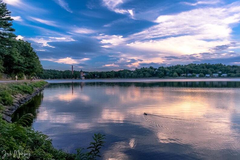 Chestnut Hill Reservoir Sunset Brookline Boston College Etsy