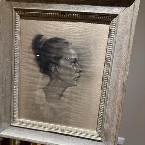 Graphite  drawing portrait of a young woman
