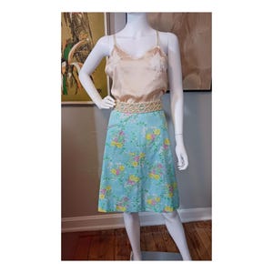 Vintage 60s 70s The Lilly Lilly Pulitzer Blue Floral Skirt Medium Large