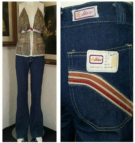 Vtg 70s Jeans LA Disco Indigo Wide Leg 