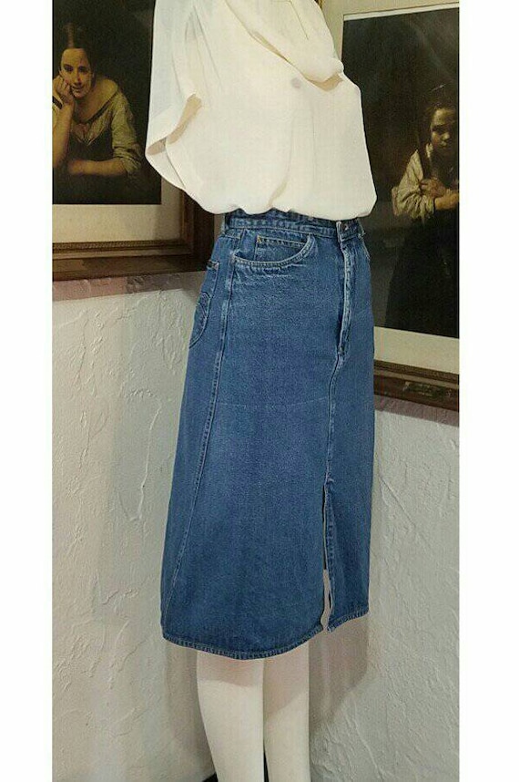 70s Skirt / N Est Ce Pas / Denim Jean High Rise H… - image 2