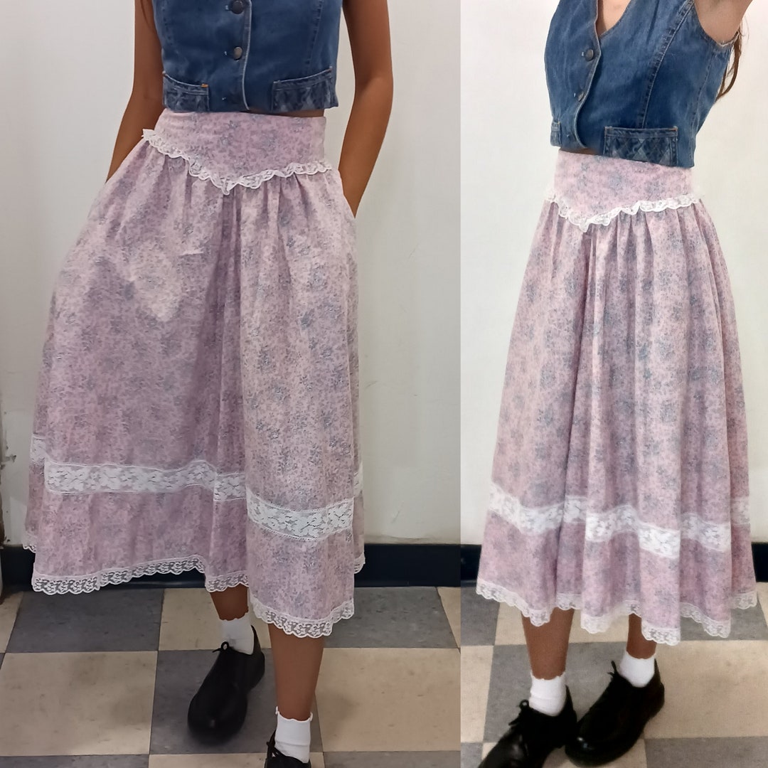 Vintage Gunne Sax Jessica Mcclintock Pink Prairie Skirt / Size XS Small ...