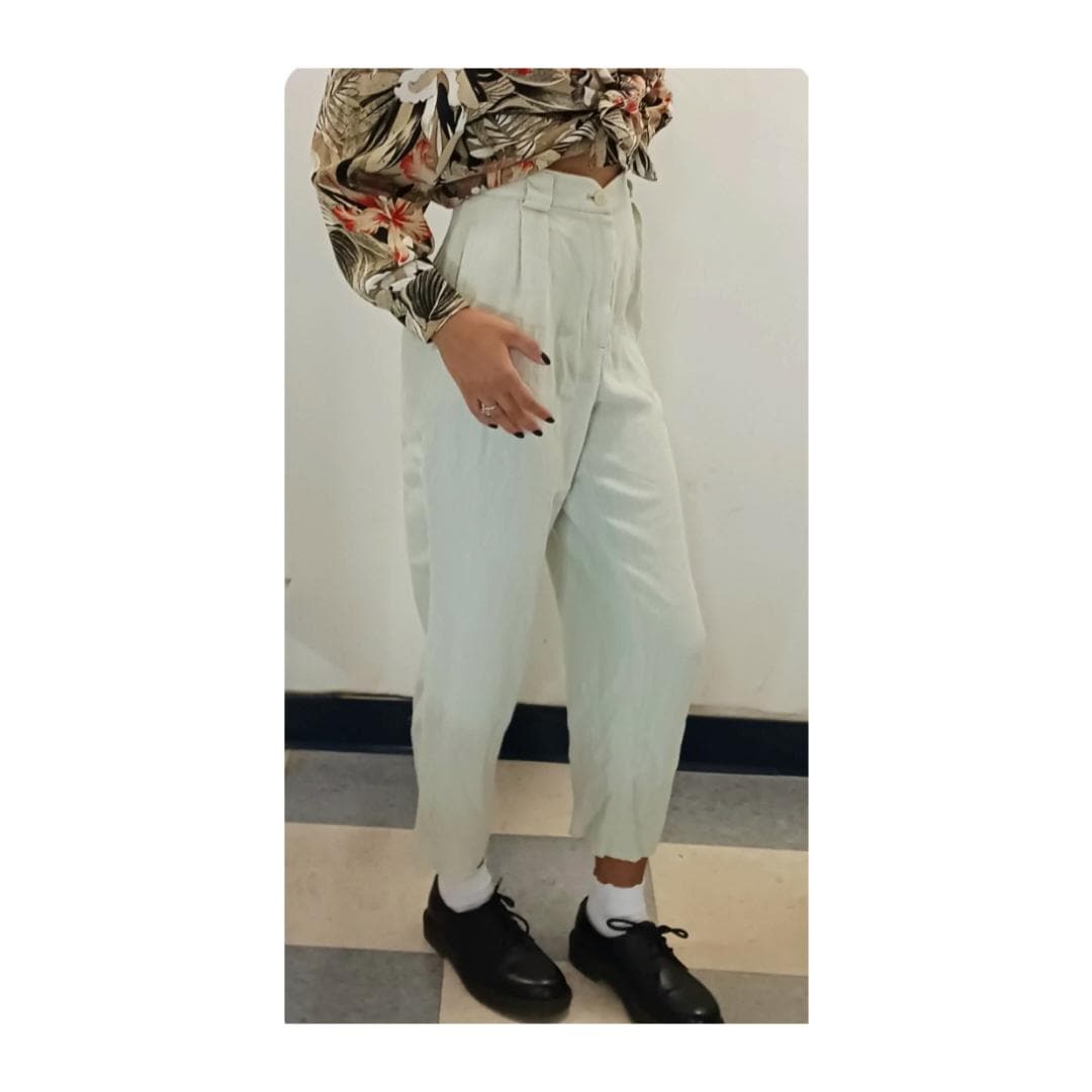 パンツ 90s emporio armani wide pants 1990s Giorgio Armani Wide Leg Pants in Black on Black Houndstooth