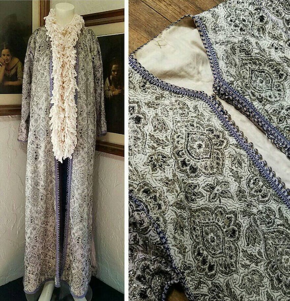 Vintage Metallic Turkish Robe Duster Maxi BoHo Sha