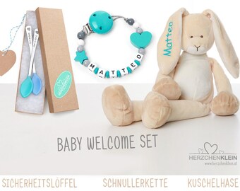 BABY WELCOME SET - Rabbit, necklace, safety spoons