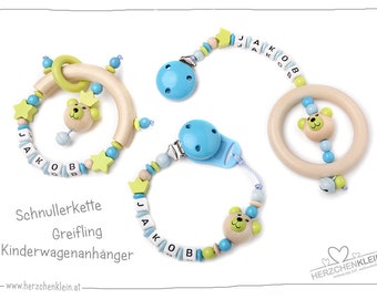 Set - grasping toy, pacifier chain, pendant