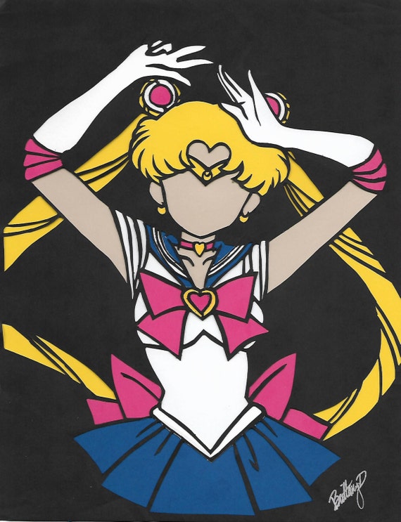 Sailor Moon Polycolor Paper Art Wall Art Paper Cutout With Etsy