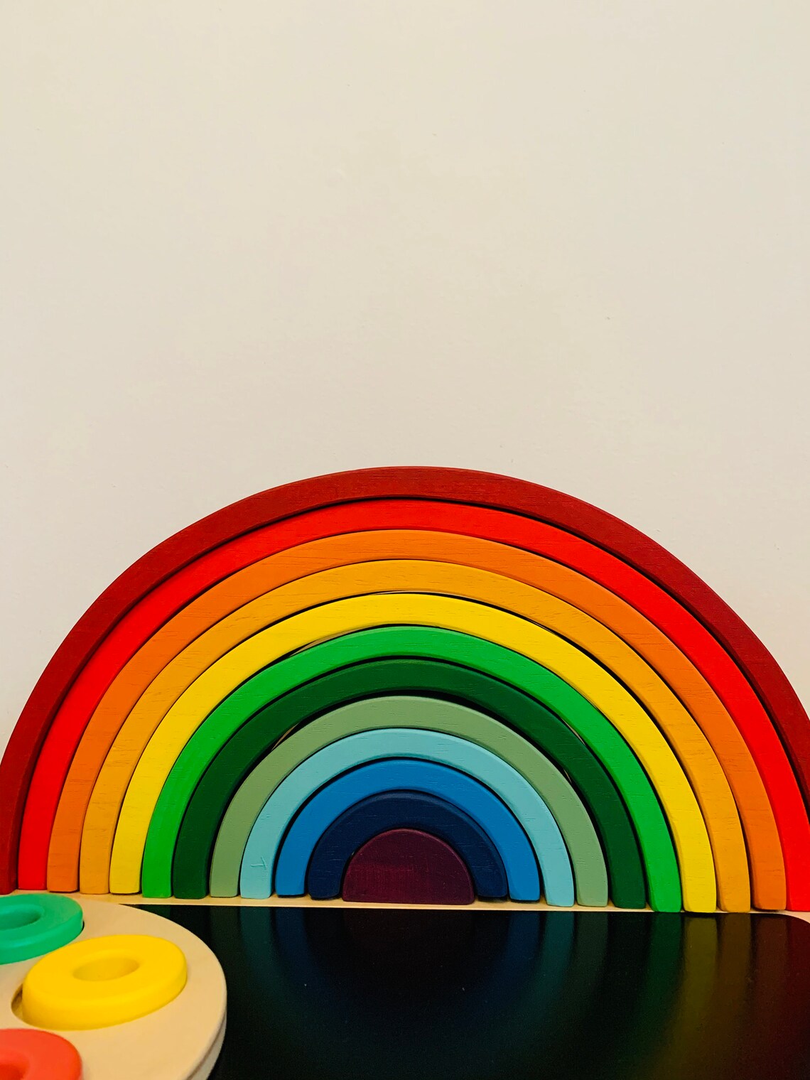 Toddler Wooden Rainbow 12 Pcs Large Hand Made Wooden Rainbow Etsy
