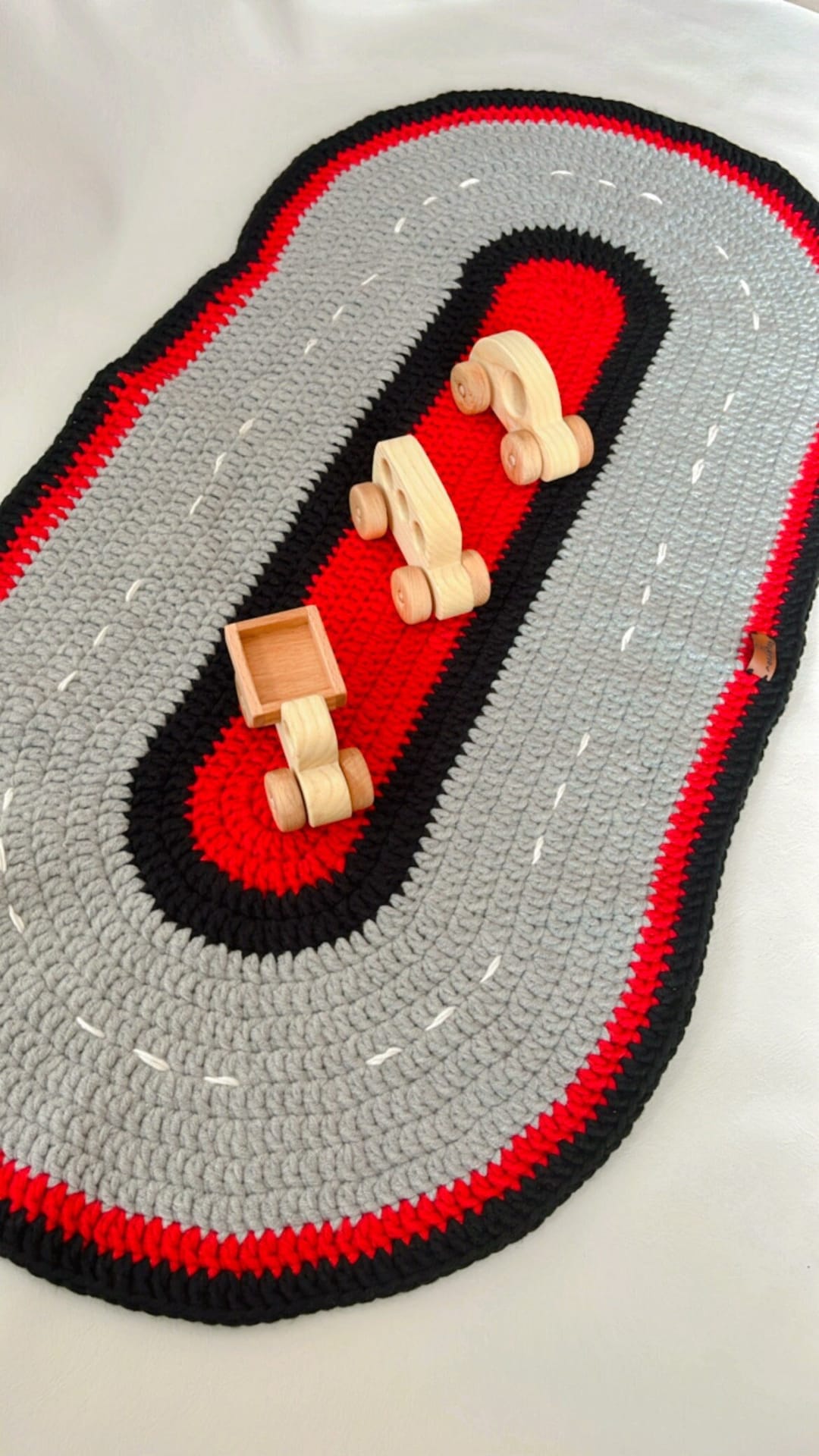 Race Road Track Play Mat Car Mat Handmade Crochet Mat Car Road Mat