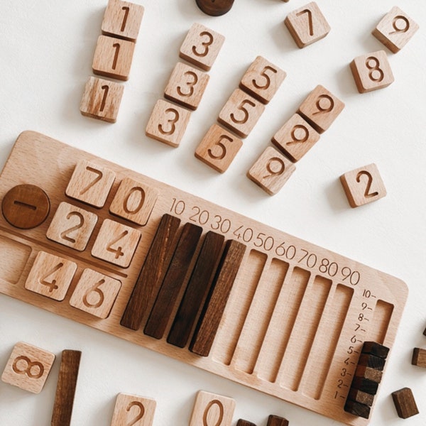 Wooden Math Board, Wooden Counting Tray, Advanced Math Board, Learning Math for kids