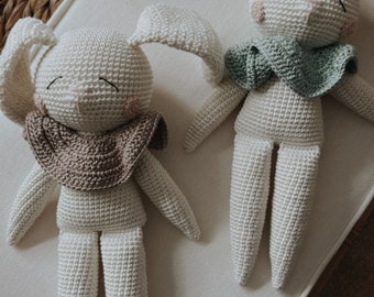 Gift for Kids, Crochet Bunny Amigurumi Toy, Stuffed Bunny Baby’s First Toy