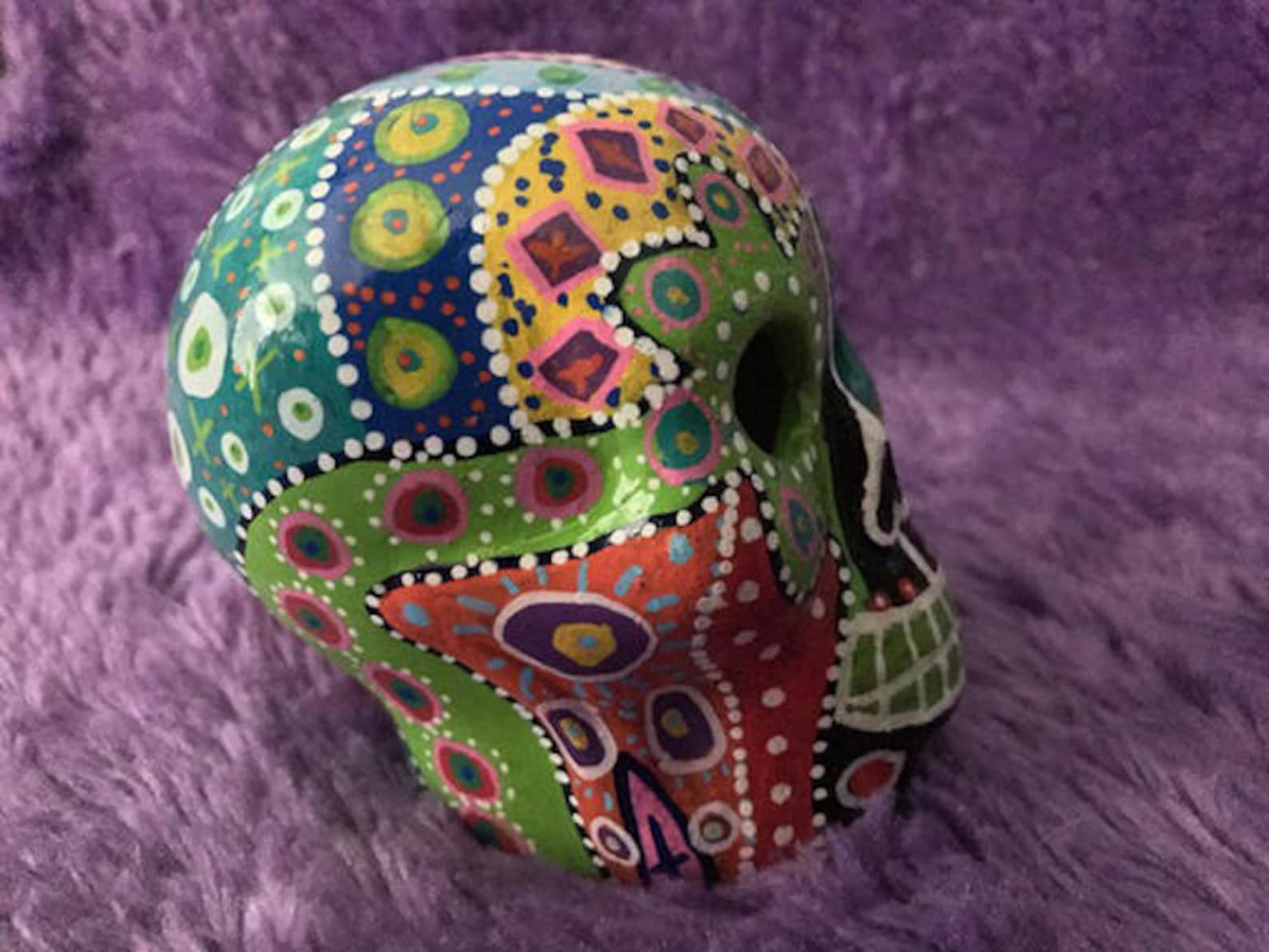 Custom Hand Painted Ceramic Skull Skull Coffin Day of the Etsy