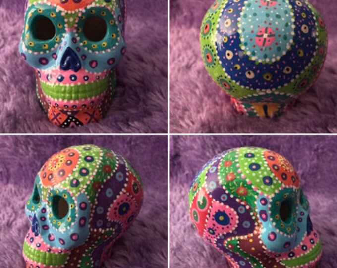 Custom Hand Painted Ceramic Skull Skull Coffin Day of the Etsy