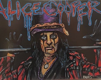 Alice Cooper Custom Hand Painted Cigar Box