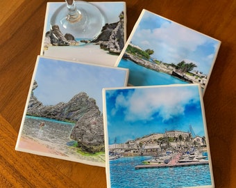 Beautiful Bermuda Set of 4 Ceramic Tile Coasters