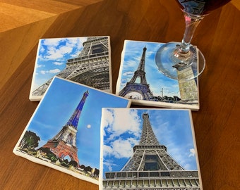 The Eiffel Tower / Set of 4 Ceramic Tile Coasters